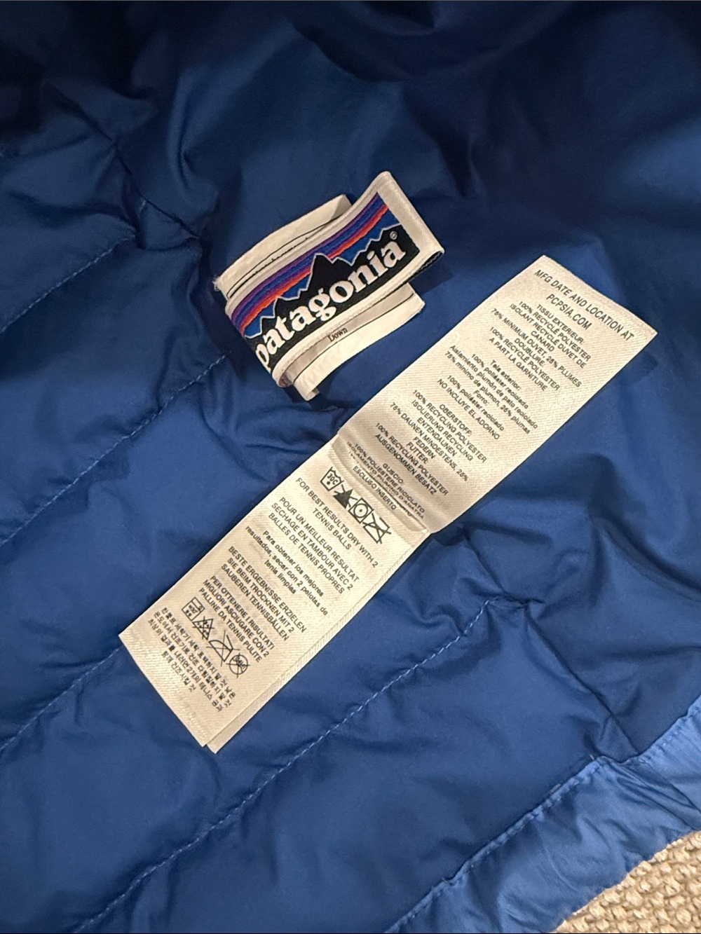 Patagonia Kids Royal Blue Lightweight Down Puffer Jacket - Picture 7 of 7
